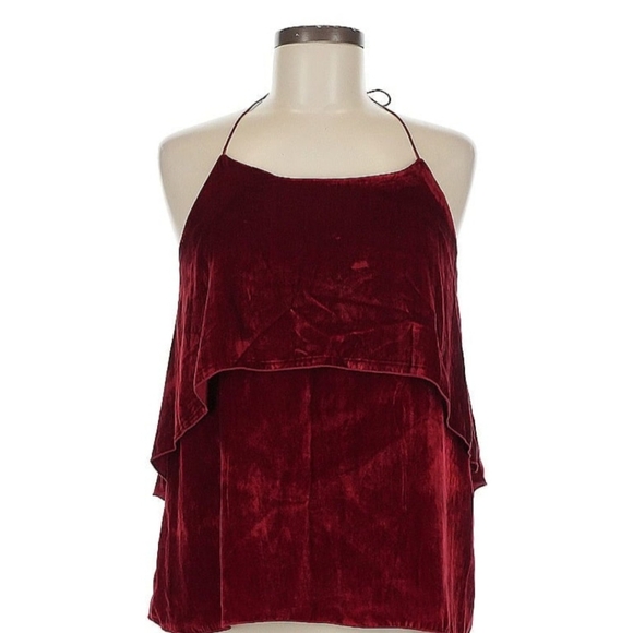 Alice+Olivia Marybeth Red Crushed Velvet Halter Medium - Picture 1 of 4